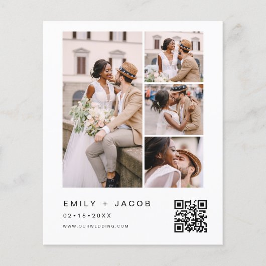 Budget QR Code Kalligrafie Einladung Hochzeit (Vorderseite)