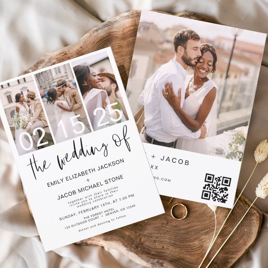 Budget QR Code Kalligrafie Einladung Hochzeit