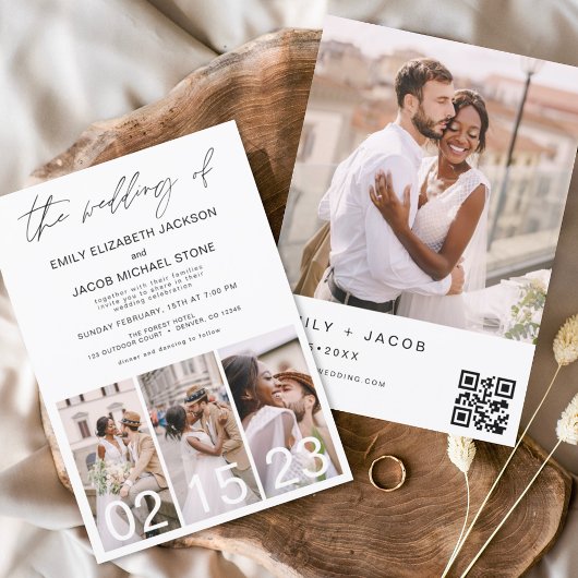 Budget QR Code Kalligrafie Einladung Hochzeit
