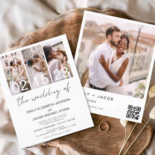 Budget QR Code Kalligrafie Einladung Hochzeit Flyer