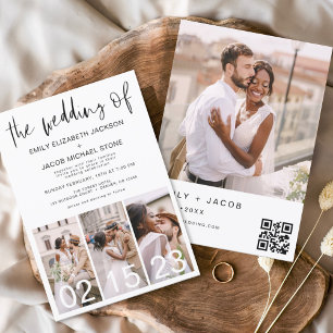 Budget QR Code Kalligrafie Einladung Hochzeit Flyer