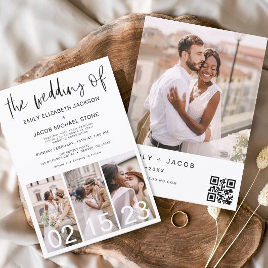 Budget QR Code Kalligrafie Einladung Hochzeit Flyer