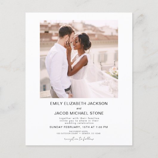 Budget QR Code Kalligrafie Einladung Hochzeit Flyer (Hinten)