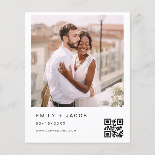 Budget QR Code Kalligrafie Einladung Hochzeit Flyer (Hinten)