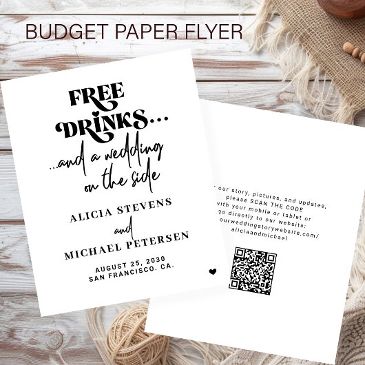 Budget QR-Code lässliche Hochzeit "Save the Date" Flyer