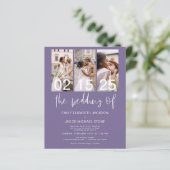 Budget QR Code Lavender Lila Hochzeitseinladung (Stehend Vorderseite)