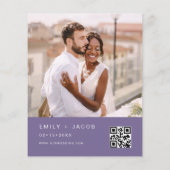 Budget QR Code Lavender Lila Hochzeitseinladung (Rückseite)