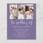 Budget QR Code Lavender Lila Hochzeitseinladung (Vorderseite)