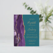 Budget QR Code Lila Gold Agate Aquamarin Wedding (Stehend Vorderseite)