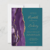 Budget QR Code Lila Gold Agate Aquamarin Wedding (Vorderseite)
