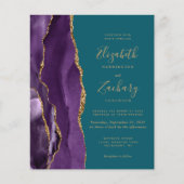 Budget QR Code Lila Gold Agate Aquamarin Wedding (Vorderseite)