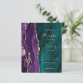 Budget QR Code Lila Gold Aquamarin Agate Wedding (Stehend Vorderseite)