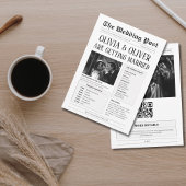 Budget, QR-Code, lustige Zeitungshochzeit Einladung