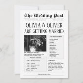 Budget, QR-Code, lustige Zeitungshochzeit Einladung (Vorderseite)