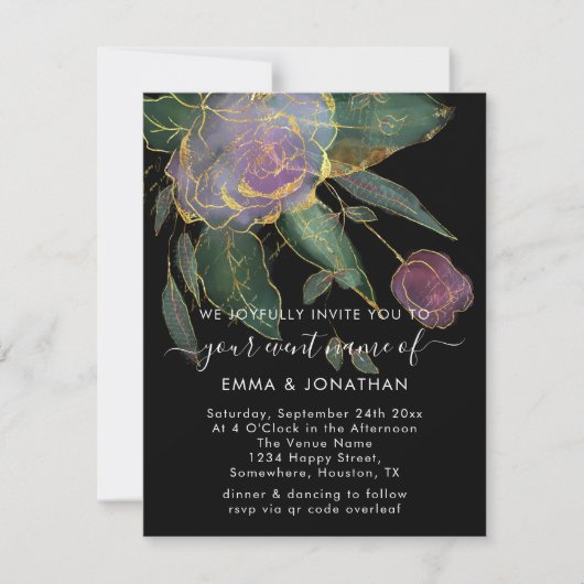Budget QR Code Marsala Gold Blume Black (Vorderseite)