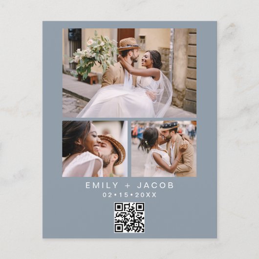 Budget QR Code Minimalistisch Dusty Blue Wedding F (Vorderseite)