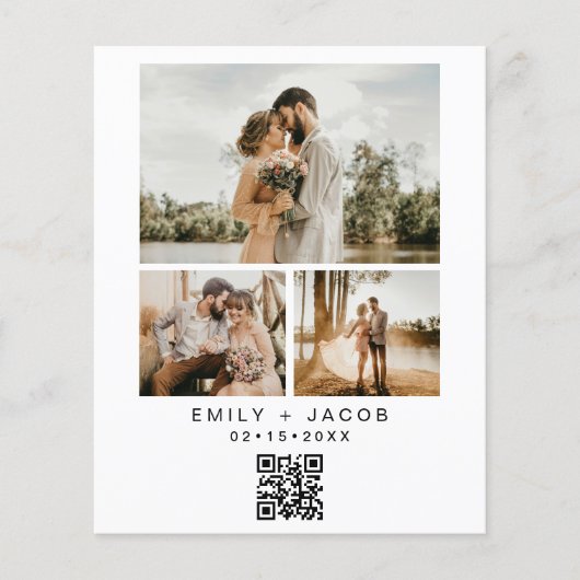 Budget QR Code Minimalistisches White Wedding Foto (Vorderseite)