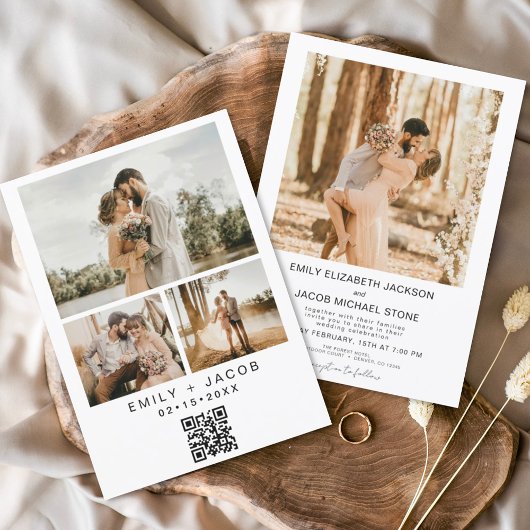 Budget QR Code Minimalistisches White Wedding Foto