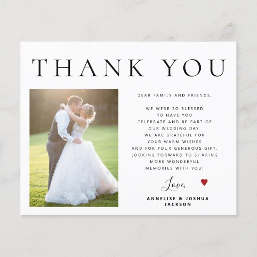 Budget QR CODE Moderne Foto Hochzeit danke Flyer (Vorne)