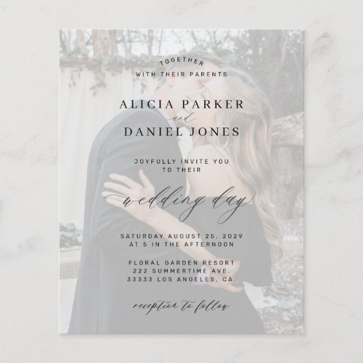 Budget QR CODE Moderne Foto Hochzeit Einladung (Vorderseite)