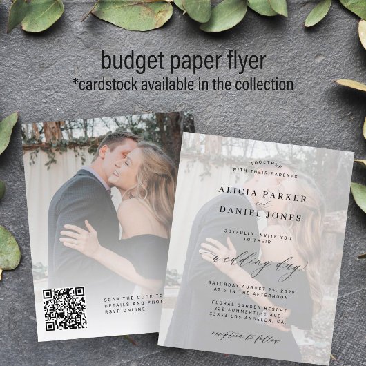 Budget QR CODE Moderne Foto Hochzeit Einladung Flyer