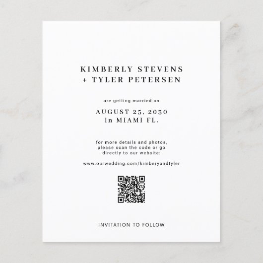 Budget QR CODE Moderne Foto Hochzeit speichern das Flyer (Hinten)