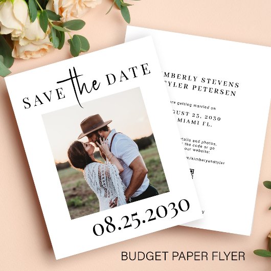 Budget QR CODE Moderne Foto Hochzeit speichern das Flyer
