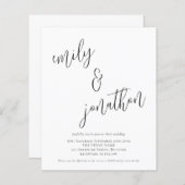 Budget QR Code Moderne Skripthochzeit Einladung (Vorne/Hinten)