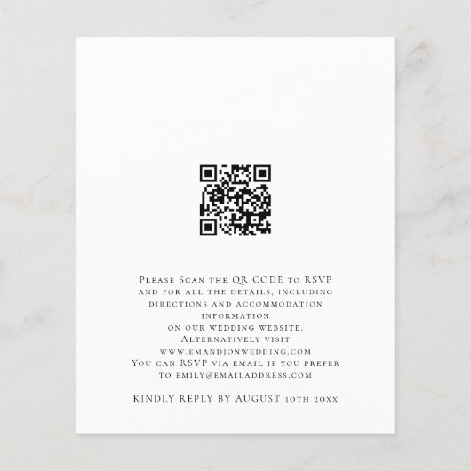 Budget QR Code Moderne Skripthochzeit Einladung (Rückseite)