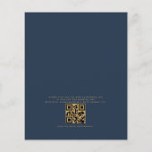 Budget QR Code Navy Blue Gold Hochzeit Einladung (Rückseite)