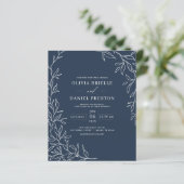Budget QR Code Navy Blue Wedding Einladung (Stehend Vorderseite)