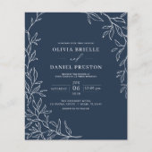 Budget QR Code Navy Blue Wedding Einladung (Vorderseite)