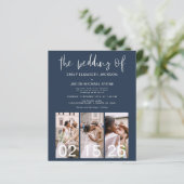 Budget QR Code Navy Blue Wedding Einladung (Stehend Vorderseite)