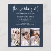 Budget QR Code Navy Blue Wedding Einladung (Vorderseite)