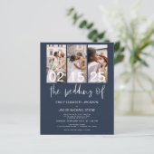 Budget QR Code Navy Blue Wedding Einladung (Stehend Vorderseite)