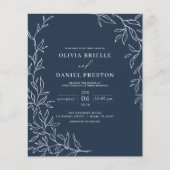 Budget QR Code Navy Blue Wedding Einladung Flyer (Vorne)