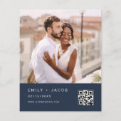 Budget QR Code Navy Blue Wedding Einladung Flyer (Hinten)