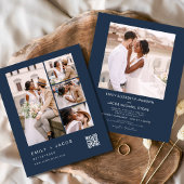 Budget QR Code Navy Blue Wedding Einladung Flyer