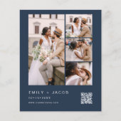 Budget QR Code Navy Blue Wedding Einladung Flyer (Vorne)