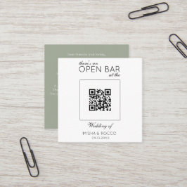 Budget QR Code Offene Bar Minimalistisch Sage Wedd Quadratische Visitenkarte
