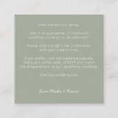 Budget QR Code Offene Bar Minimalistisch Sage Wedd Quadratische Visitenkarte (Rückseite)