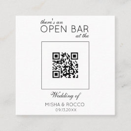 Budget QR Code Offene Bar Minimalistisch Sage Wedd Quadratische Visitenkarte