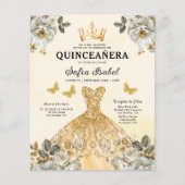 Budget QR Code Quinceanera Bloral Gold Princess Flyer (Vorne)