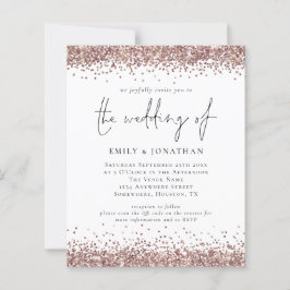 Budget QR Code Rose Gold Glitzer Hochzeit Einladun