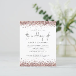 Budget QR Code Rose Gold Glitzer Hochzeit Einladun