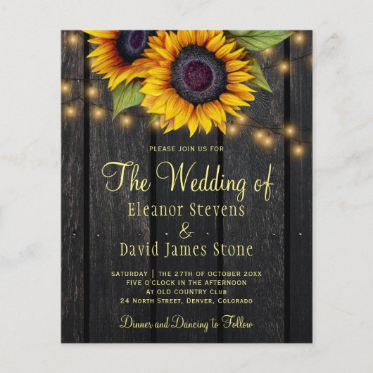 Budget QR Code rustikale elegante Hochzeit Einladu Flyer (Vorne)