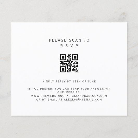 Budget QR CODE rustikale elegante Hochzeitseinladu (Rückseite)