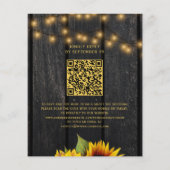 Budget QR-Code rustikale Sonnenblumen-Hochzeitsein (Rückseite)