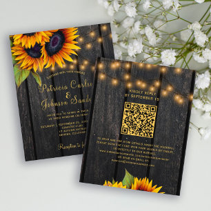 Budget QR-Code rustikale Sonnenblumen-Hochzeitsein