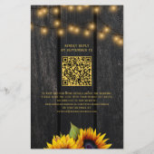 Budget QR-Code rustikale Sonnenblumen-Hochzeitsein Flyer (Hinten)